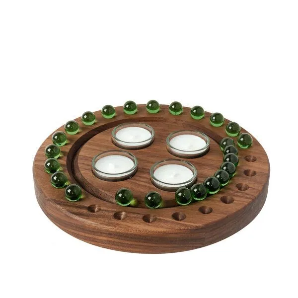 klotzaufklotz klotzaufklotz Adventskalender und Adventskranz mit Teelichtern, Grün, – Produktbild 2 von 8