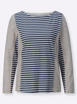 Witt Witt Langarmshirt jeansblau-elfenbein-geringelt – Produktbild 1 von 1