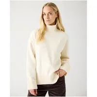 KnowledgeCotton Apparel KnowledgeCotton Apparel Rollkragen Pullover aus Bio-Baumwolle ROC/GOTS/Vegan, Weiß (egret), – Produktbild 1 von 1