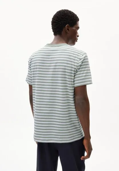 ARMEDANGELS ARMEDANGELS MAARKOS POCKET STRIPES Herren T-Shirt aus Bio-Baumwolle, Seagreen-broken white, – Produktbild 2 von 4