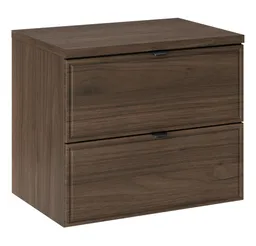 Lomadox Waschbeckenschrank TEMUCO-56-WALNUT 60 cm breit, in Walnuss mit Rahmenfräsung, wandhängend – Produktbild 1 von 1