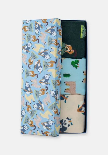 DillySocks DillySocks Socken „Animal Adventures (3er Box)“, Beige weiss hellblau grün, – Produktbild 3 von 4