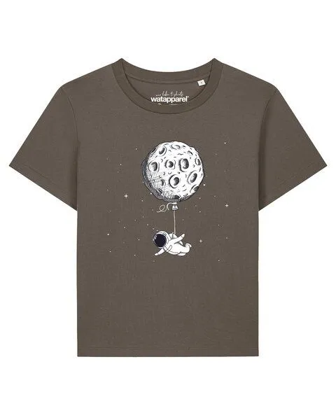 watapparel watapparel T-Shirt Frauen Funny Spaceman, Mocha, – Produktbild 1 von 2