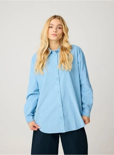KnowledgeCotton Apparel KnowledgeCotton Apparel Lockeres Cordhemd VEGA aus Bio-Baumwolle, Blau-glacier-lake, – Produktbild 1 von 4