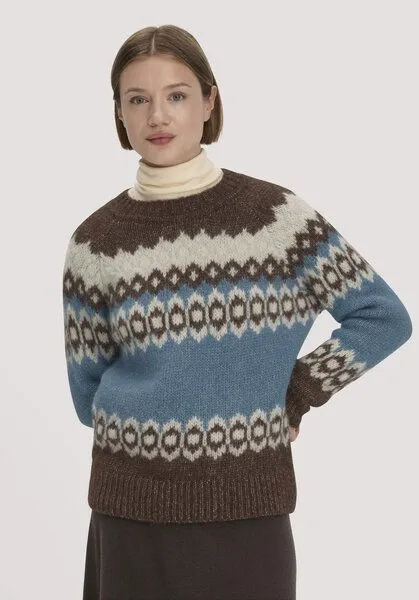 hessnatur hessnatur Stick Pullover Relaxed aus Alpaka und Bio-Baumwolle, Kristallblau, – Produktbild 1 von 4