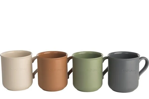 reMAIN reMAIN MAINmug - 4 St. stabile u. bruchfeste Mehrwegtassen mit Griff aus Recyclingkunststoff - nachhaltige Tassen für Heiß/Kaltgetränke - Kinderbecher - Camping - etc., Schiefergrau, – Produktbild 3 von 4