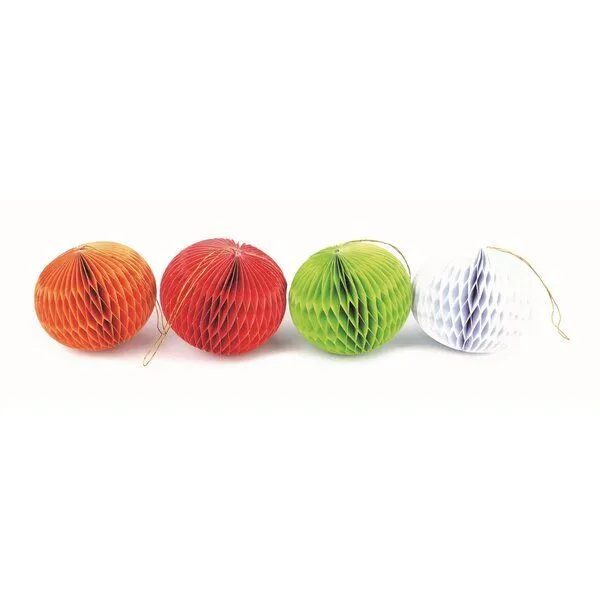 El Puente El Puente Hängedeko "Kugeln", 4er-Set | Fair Trade & Handmade aus Bangladesch, Grün,gelb,weiß,rot, – Produktbild 1 von 1