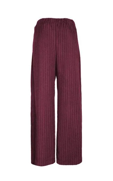 Golden Circle Clothing Golden Circle Clothing Gestreifte weite Hose mit Gummibund aus Lyocell, Kastanienbraun, – Produktbild 3 von 4