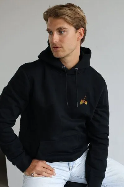 Kultgut Kultgut Artdesign- Biofair- Bestickter Kapuzenpullover / Ahorn Stick, Schwarz, – Produktbild 1 von 4