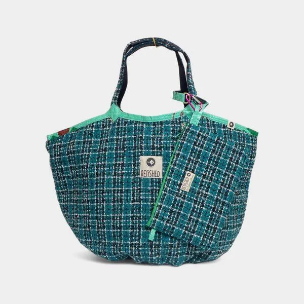 REFISHED fair fashion REFISHED fair fashion Tasche 'SOULMATE TWEED', #tweed petrol-grün, – Produktbild 2 von 6