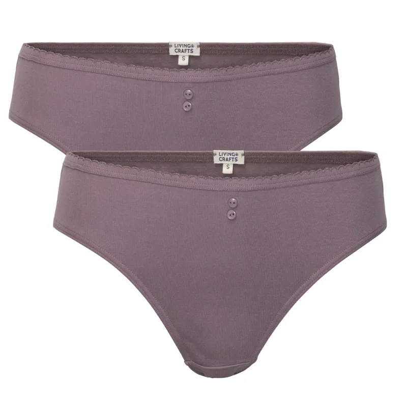 Living Crafts LIVING CRAFTS - Damen Slip, 2er-Pack - Lila (100% Bio-Baumwolle), Nachhaltige Mode, Bio Bekleidung, Lila, – Produktbild 1 von 2