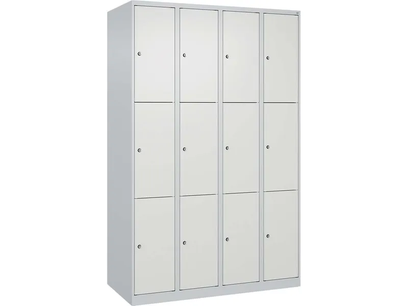 C+P C+P Schließfachschrank Classic PLUS, 12 Fächer, 1850x1200x500mm, Lichtgrau/Verkehrsweiß – Produktbild 3 von 3