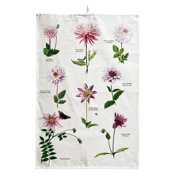 Koustrup Koustrup Blumenmotiv-Geschirrtücher aus 100% Bio-Baumwolle, 48 x 70 cm, Dahlia, – Produktbild 2 von 2
