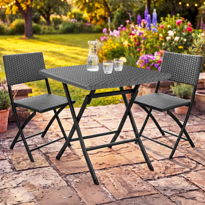 Casaria® Polyrattan Gartensitzgruppe 3-tlg Anthrazit – Produktbild 2 von 2