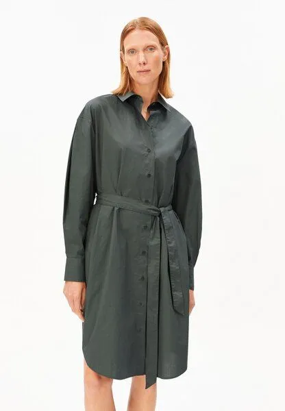 ARMEDANGELS ARMEDANGELS BARREL SLEEVE POPLIN Damen Webkleid aus Bio-Baumwolle, Space steel, – Produktbild 1 von 4