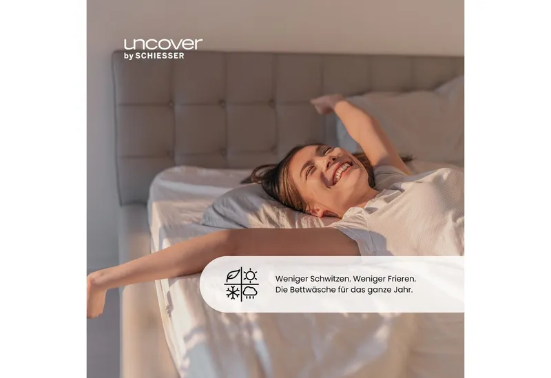 uncover by SCHIESSER Bettwäsche Grebur aus weicher Baumwolle mit einem dezenten Zickzackmuster, Renforcé, 2 teilig, OEKO-TEX® MADE IN GREEN, Grau, – Produktbild 5 von 5
