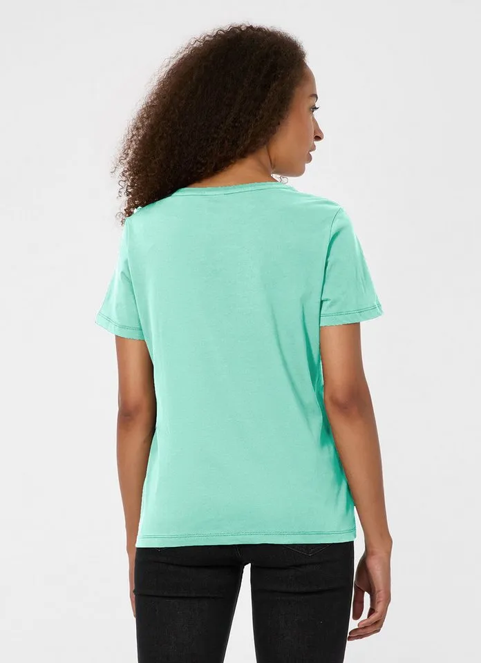 ragwear ragwear Kurzarmshirt FLLORAH GOTS mit markentypischen 3-Knöpfen am Rundhals-Ausschnitt, Grün, – Produktbild 2 von 2