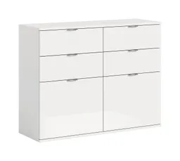 furnling Kommode Professor, 2 Klappen, 4 Schubladen, Hochglanz Front, Breite 110 cm – Produktbild 1 von 1