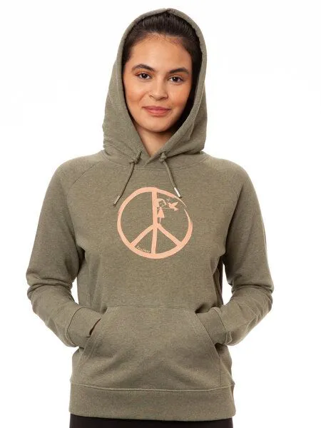FellHerz FellHerz Damen Hoodie Peace heather khaki aus 85% Biobaumwolle und 15% recyceltem Polyester – Produktbild 1 von 4