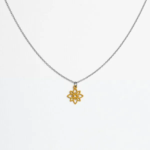 feinformart feinformart Kette mit Holzanhänger 'Flower Mini', Senfgelb (gelb), – Produktbild 2 von 5