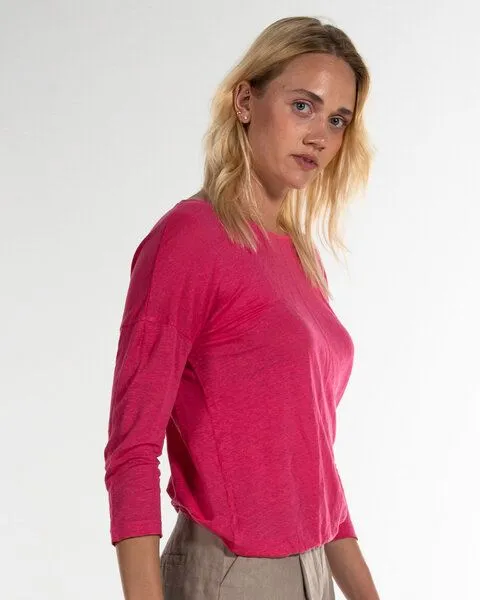 Alma & Lovis Alma & Lovis Sommer Leinenshirt aus Leinen-Jersey | Linen Pure, Pink, – Produktbild 3 von 3