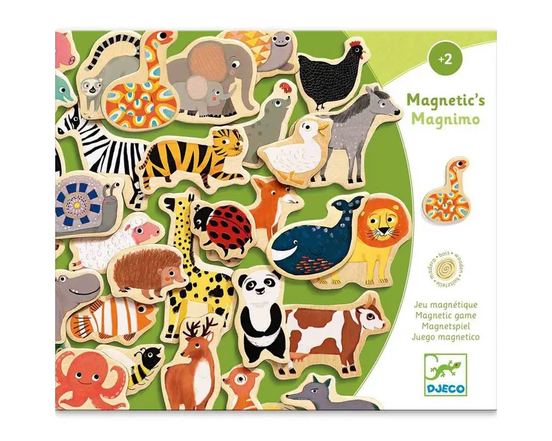 DJECO Lernspielzeug Holz-Magnete Magnimo 36 bunte Tierfiguren Kinder ab 2 Jahren – Produktbild 1 von 5