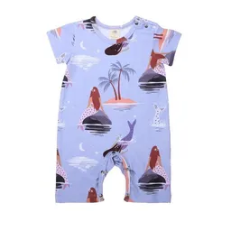 Walkiddy Baby Kurzarm-Strampler GOTS zertifiziert – Bio-Baumwolle, Lila mit Meerjungfrauenmotiv, weich & bequem, alltagstauglich | Walkiddy – Produktbild 1 von 1