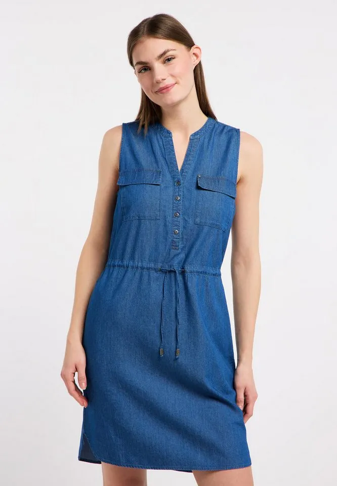 ragwear ragwear Jeanskleid ROISSIN DENIM Baumwoll-Viskose-Mix mit Denim-Optik und Taillenband, Blau, – Produktbild 2 von 4