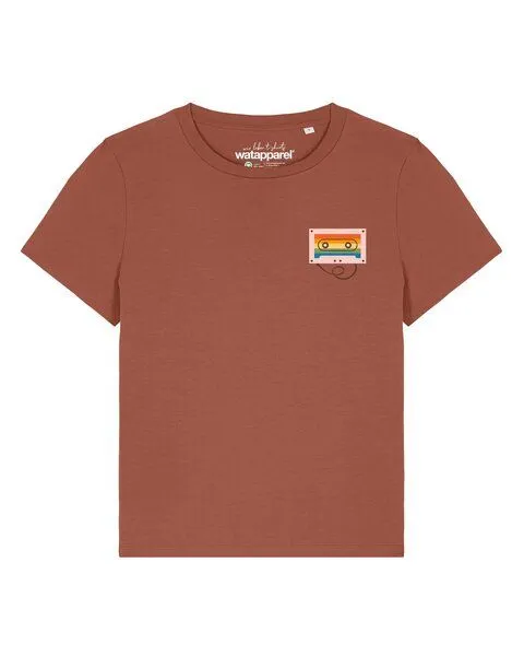 watapparel watapparel T-Shirt Frauen Rainbow Cassette, Heritage brown, – Produktbild 1 von 2