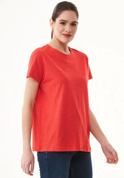 ORGANICATION ORGANICATION Damen Basic T-Shirt aus Bio-Baumwolle, Dusty red, – Produktbild 3 von 4