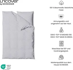 uncover by SCHIESSER Bettwäsche Grebur aus weicher Baumwolle mit einem dezenten Zickzackmuster, Renforcé, 2 teilig, OEKO-TEX® MADE IN GREEN – Produktbild 1 von 1