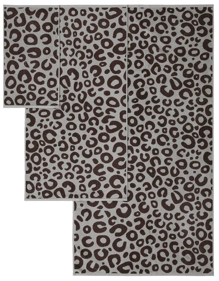 OTTO home Handtuch Set Anna Leopardenmuster, 8-tlg Handtuch-Set, 100% Baumwolle, Frottiervelours (Set, 8-St), Duschtücher, Handtücher und Gästetücher, weich, Grau, – Produktbild 4 von 5