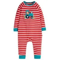 Frugi Frugi Baby-Strampler Remy Traktor rot-weiss gestreift Schlafanzug Remy – Produktbild 1 von 1