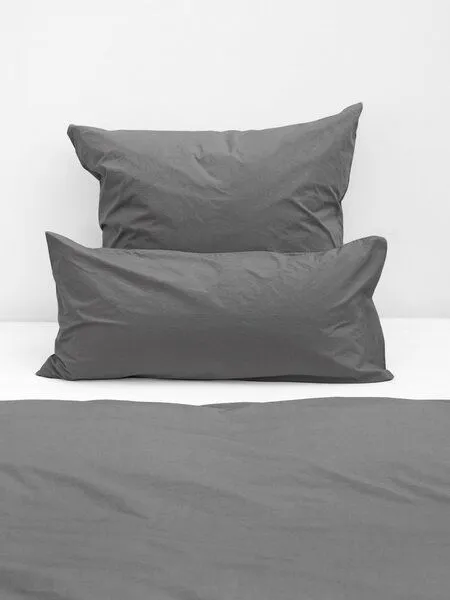 erlich textil erlich textil Fred Kopfkissenbezug aus weicher Bio-Baumwolle, made in Europe, Dunkelgrau, – Produktbild 2 von 6