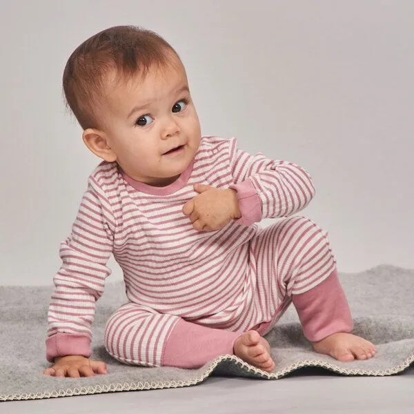 Sense Organics sense-organics Baby Strampler geringelt, Modell TONA, Altrosa-weiß geringelt, – Produktbild 2 von 4