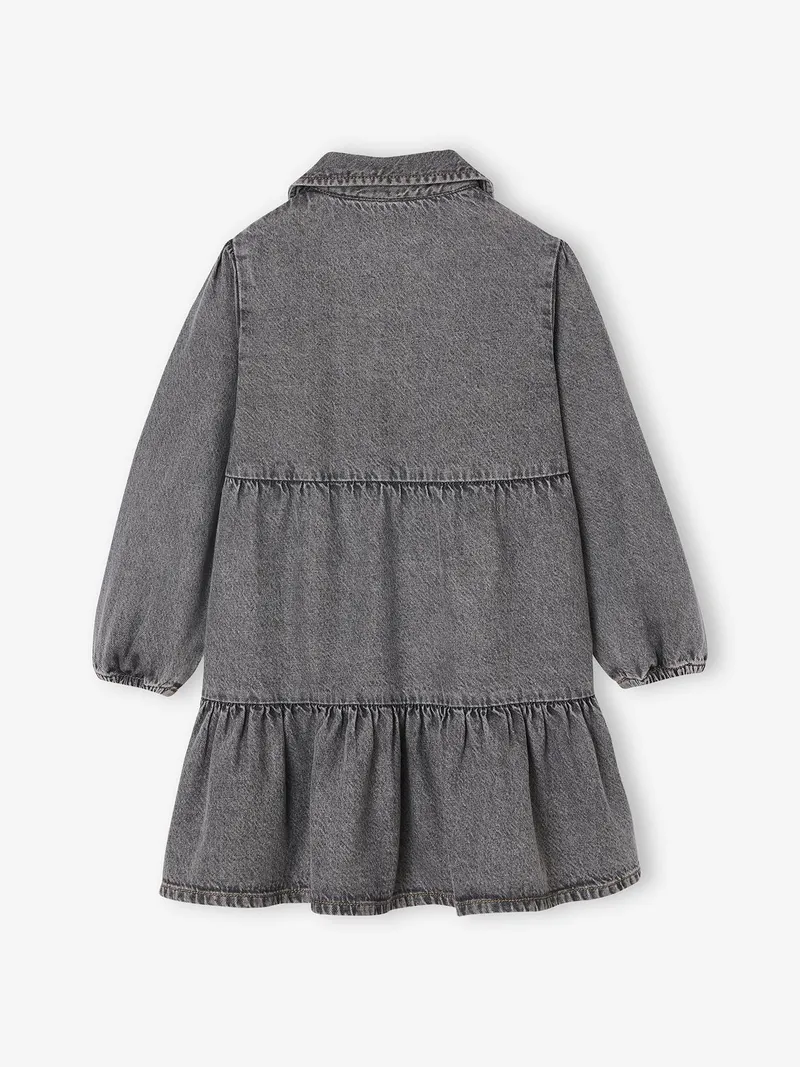 Vertbaudet Vertbaudet Mädchen Kleid aus Light-Denim er denim, Grauer denim, – Produktbild 3 von 3