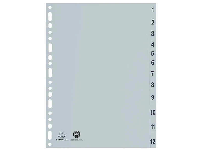 Exacompta Exacompta Register aus Recyclingkunststoff 12-teilig, DIN A4 – Produktbild 1 von 1