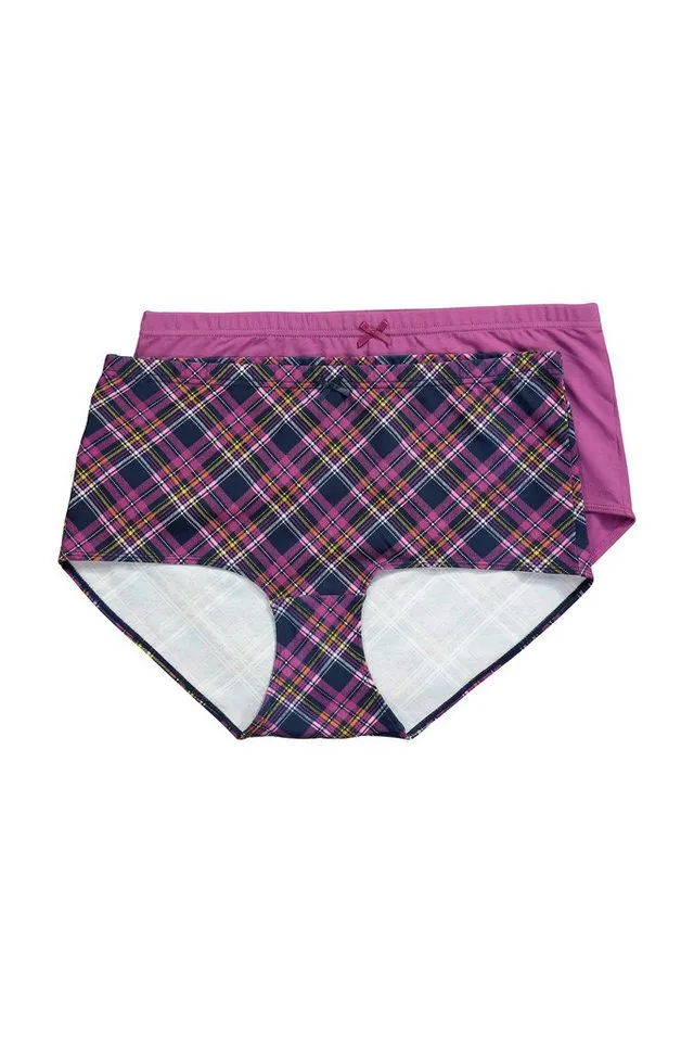 Ulla Popken Panty Pantys 2er-Pack Karo/Farbe Beinansatz Biobaumwolle, Lila, – Produktbild 2 von 4