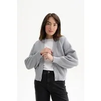 MELA MELA Damen vegan Rippenstrickjacke Bhuma Grau Melange – Produktbild 1 von 1