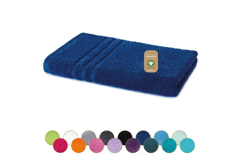 Lavea Handtücher Bali Handtuch 50x100 cm, Sporthandtuch, Fitness-Handtuch, Weiches Bio-Baumwollfrottee (1-St), pflegeleicht, GOTS-zertifiziert, extra saugstark mit 500g/m², Blau, – Produktbild 1 von 6