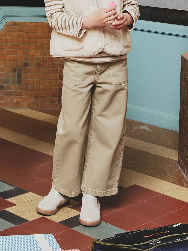 Vertbaudet Weite Mädchen Hose, Khaki, – Produktbild 1 von 3