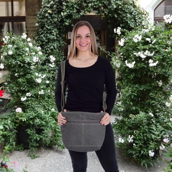 Domelo Domelo gewachste Canvas Umhängetasche. Damen wasserabweisende khakigrüne Hobo Tasche – Produktbild 2 von 4