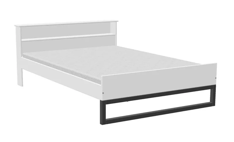 OTTO home Bett Pannor, Industrial Design, mit Regal, Lattenrost inklusive (Liegefläche Breite 140 oder 180cm), Kufengestell, bis 200 kg belastbar, FSC-zertifiziert, Made in EU, Weiß, – Produktbild 3 von 4