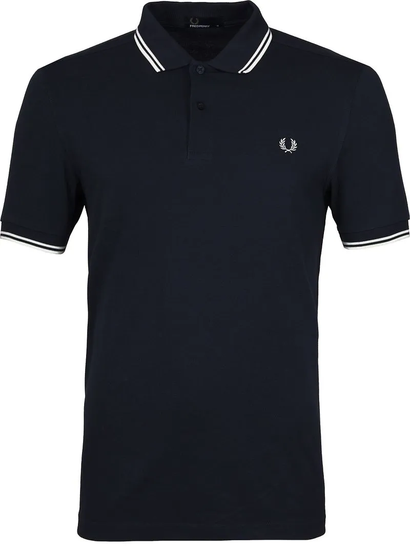 Fred Perry Fred Perry Polo Marine Dunkelblau mit weißen Doppelstreifen - Größe XL, Blau, – Produktbild 2 von 3