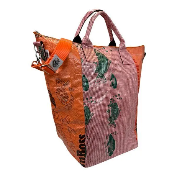 Beadbags Beadbags Multifunktionsbehälter TJs / Wäschesack recycelter Reissack, Orange/rosa kariert, – Produktbild 3 von 3