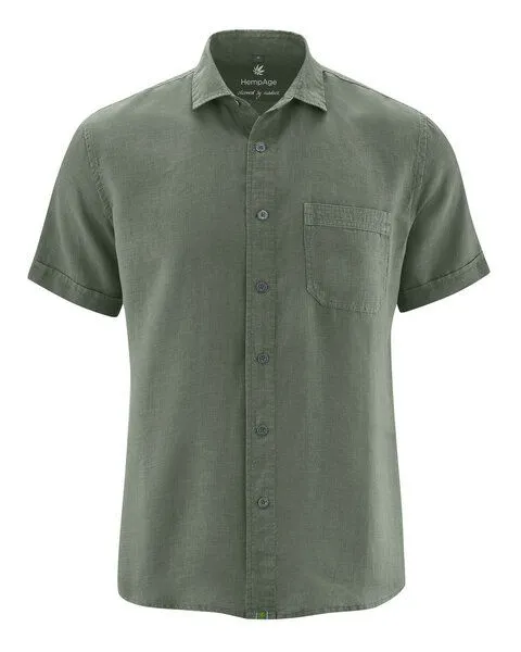 HempAge HempAge 100% Hanf Kurzarmhemd Herren, Moss (grün), – Produktbild 2 von 4