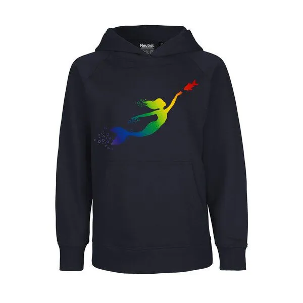 HANDGEDRUCKT HANDGEDRUCKT "Meerjungfrau" Kinder-Hoody, Navyblue, – Produktbild 1 von 5