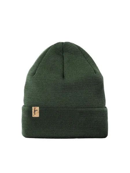 FUXBAU FUXBAU Merino Kork Beanie, Waldgrün, – Produktbild 3 von 4