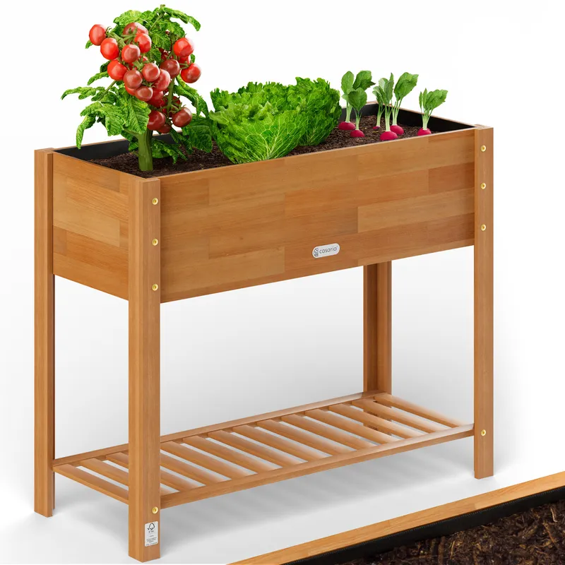 Casaria® Hochbeet Akazienholz FSC®-zertifiziert 100x40x84cm – Produktbild 2 von 2