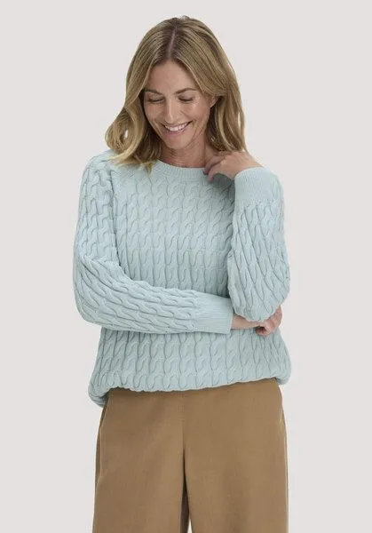 hessnatur hessnatur Strick Pullover Regular aus reiner Bio-Baumwolle, Perlblau, – Produktbild 1 von 4